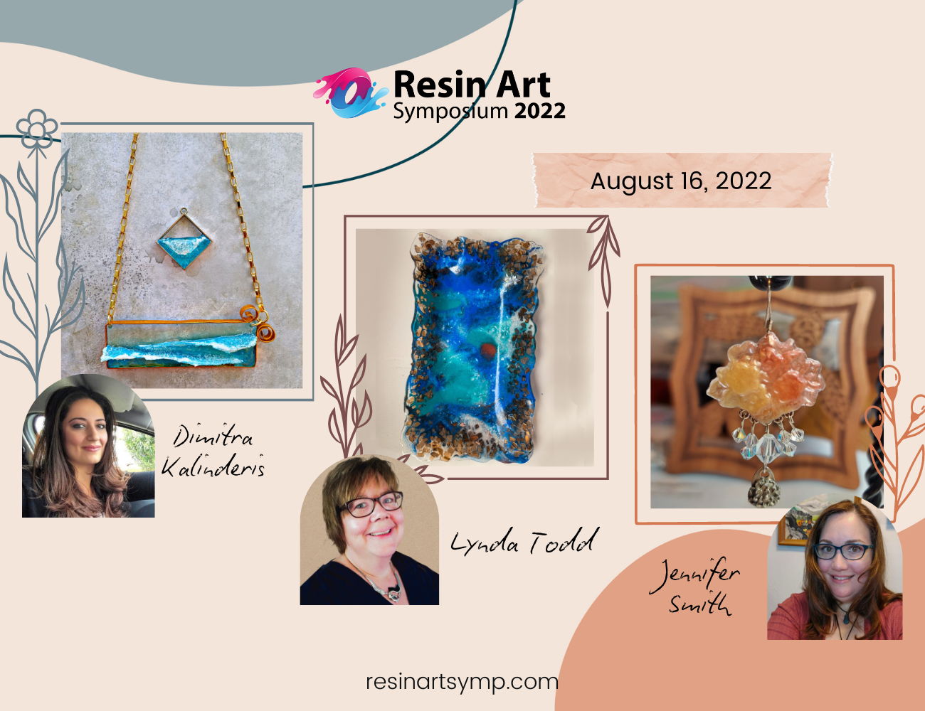 promotion for resin art symposium featuring Lynda Todd on August 16 at 1 p.m.
